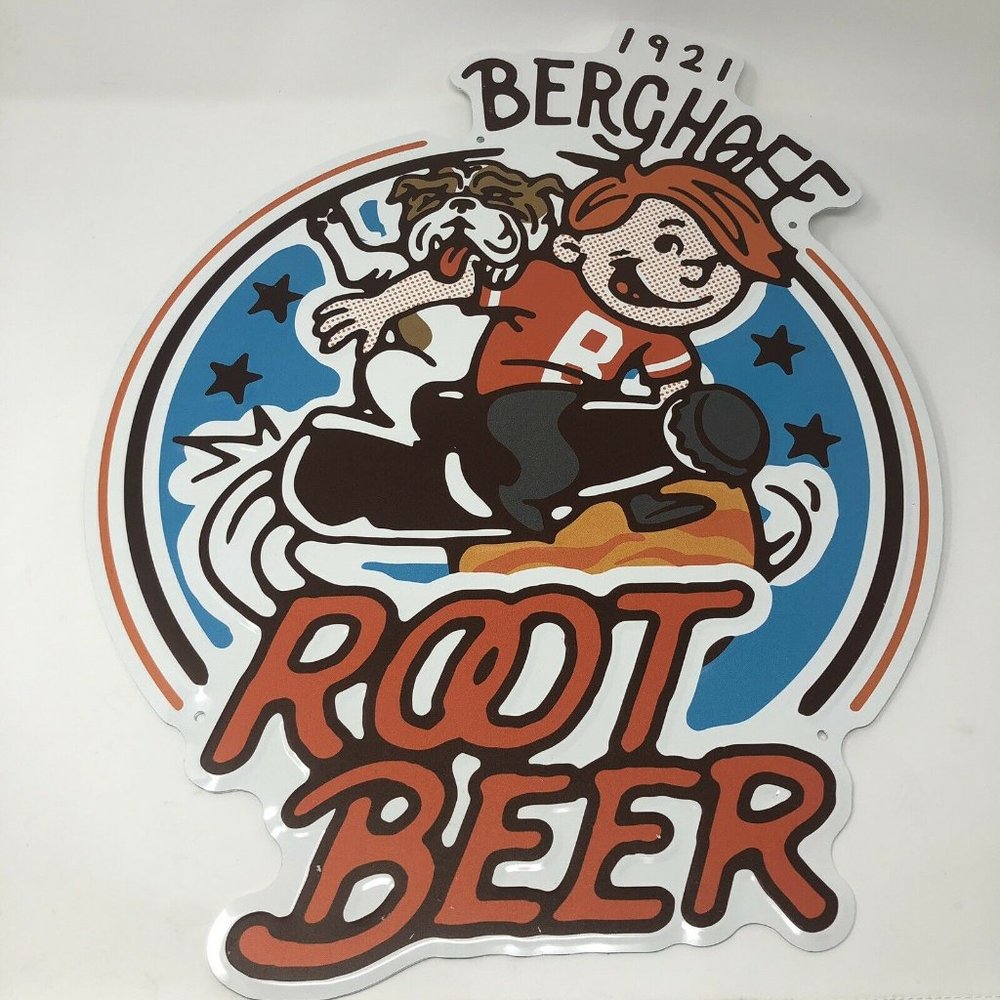 BERGHOFF Root Beer Tin Advertisement Sign